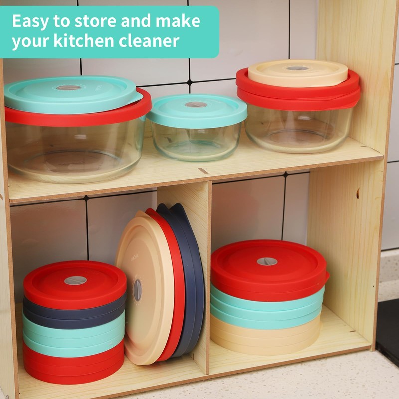 Replacement Lids for Pyrex 7200-PC 2 Cup, Silicone Round Storage