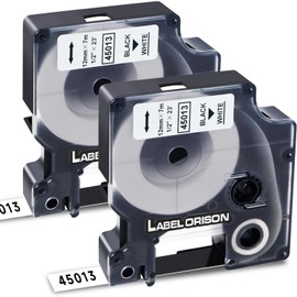2 x Label Orison 45013 S0720530 Compatible Label Tape to Replace Dymo D1 Black on White 12 mm 7 m Label Tape for DYMO LabelManager 160 210D 260P 280 360D 420P LabelWriter 400 450 Duo