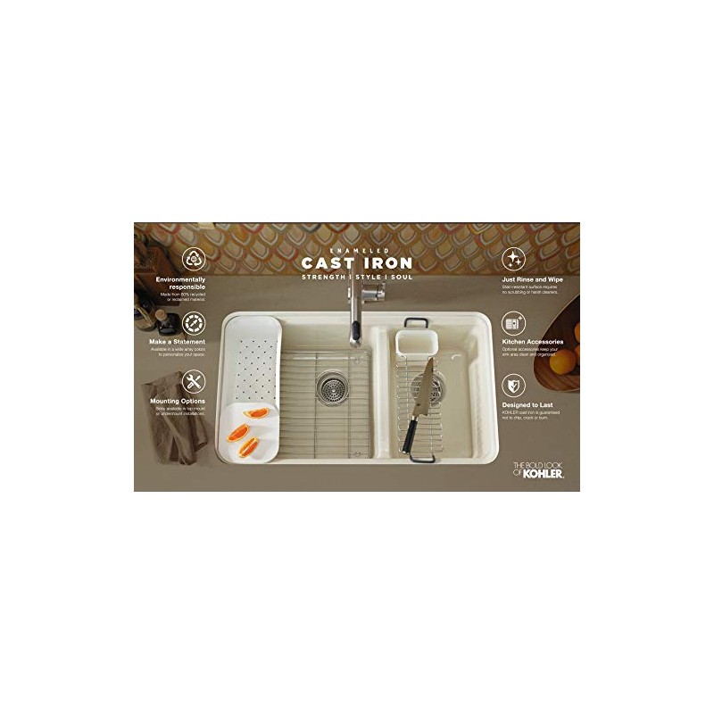 Kohler K-6255-ST Riverby Right-Hand Sink Rack, Stainless Steel,1.00 x 14.13