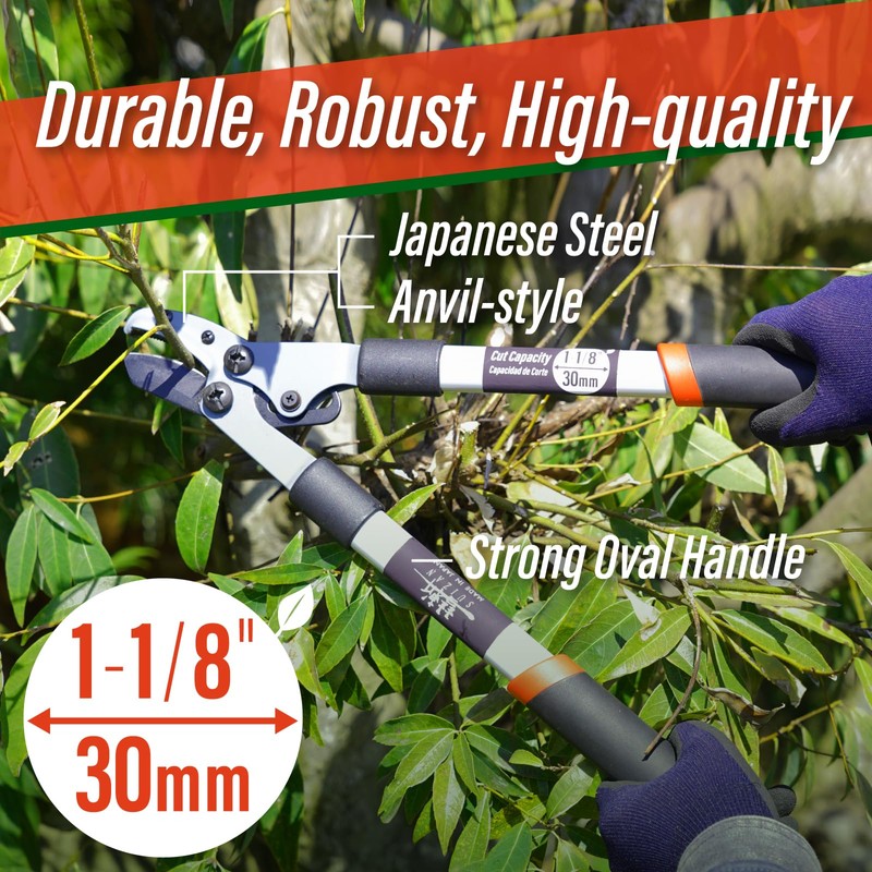 SUIZAN Anvil Hand Loppers 18" - Professional Japanese Branch Cutter