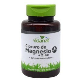 Cloruro Magnesio Mas Zinc 100 Tabletas Vidanat Sabor Sin sabor