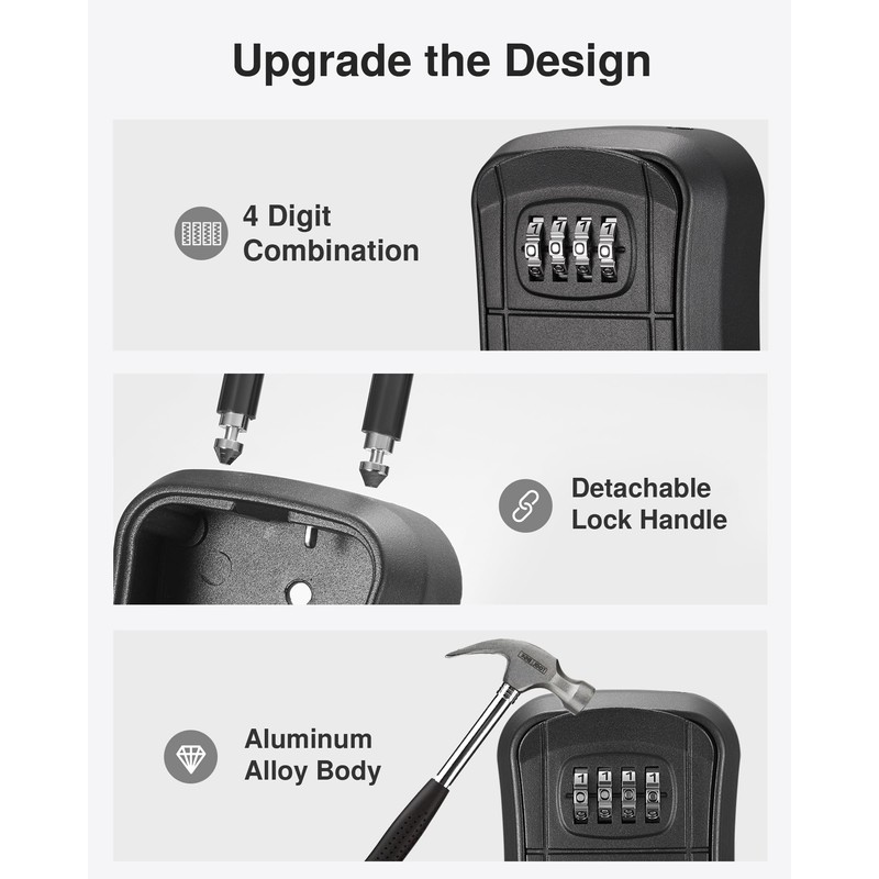 Puroma Key Lock Box, Portable Combination Lockbox Wall-Mounted Storage for