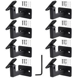RealPlus Swivel Handrail Brackets Heavy Duty Adjustable Square Hand Rail Brackets for Staircase Stair, Pack of 8