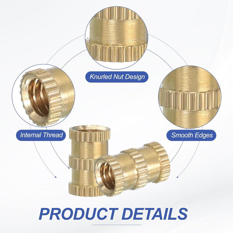 PATIKIL 20 Pcs Threaded Inserts Heat Set, 1/4"-20x12.7x8mm Female Brass