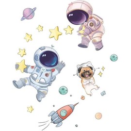 Calcomanías de Pared para El Espacio Exterior, Hojas de Pegatinas de Pared para Habitación de Niños Calcomanías de Pared de Dibujos Animados de Piloto de Espacio PVC Pegatinas de Pared de Astronauta