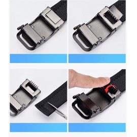 Numney Luxury Men's Belts Red Leather Wolf Head Buckle 1.38 inch Width Used for Mens Dress Casual Adjustable Belt