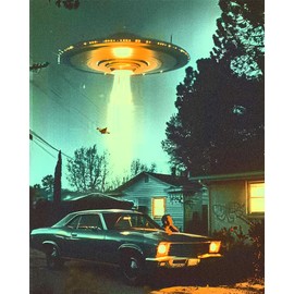 UFO Paint by Number for Adults Beginners an Extraterrestrial Visitor DIY Painting by Number on Canvas with Brushes Acrylic Paints Magical Decor Paintwork for Gift Home Decor 16x20 Inch（Without Frame）