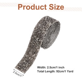 uxcell Crystal Rhinestone Ribbon, 1 Yard x 1 Inch Self-Adhesive Rhinestone Sticker Ribbon Banding Belt Wrap for Wedding Cakes Birthday Decorations Silver Grey