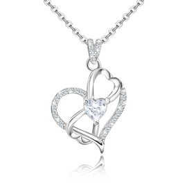 Elensan Charms Sterling Silver Pendant Necklace for Women Love Heart with Cubic Zirconia Infinity Hypoallergenic Jewelry Fashion Birthday Gift for Women