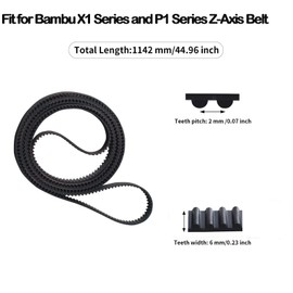BCZAMD 3D Printer Accessories Bambuolab X1 P1P P1S Z-Axis Rubber Toothed Belt: Low Vibration Ring-shaped 1142 mm Belt for Z Motor Transmit Sport to Z Axis Lead Screws