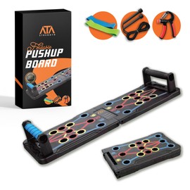 ATA-Strength Heavy-Duty 15-in-1 Foldable Push Up Board for men and women with Adjustable Grip Strengthener, skipping Rope, and 3 Resistance Bands Comprehensive Home Workout System for Targeted Muscle Training and Enhanced Grip Strength