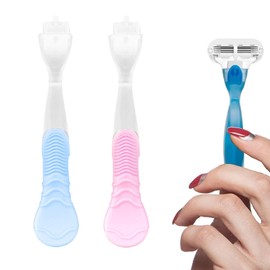 2pcs replacement shaver handle, compatible with Venus, women's anti slip ergonomic handle, bikini beauty hair removal shaving compatible with Venus shaver (blue and pink)