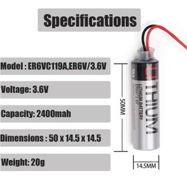WELLVEUS「15 Pack」ER6V/3.6V Lithium Battery for Toshiba ER6V/3.6V Lithium PLC Battery New in Factory Bag, ER6VC119A/ER6V119B