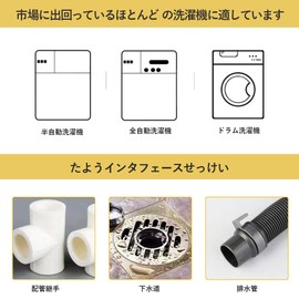 DFsucces Washing Machine Hose, Automatic Washing Machine Drain Hose, Extension Hose, Dedicated Washing Machine, Automatic Drain with Hose Clamp, Diameter 1.3 - 1.7 inches (32 - 42 mm), Thick Hose,