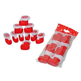 H&B Santa Boots 3.5 cm Set of 10 Red Flocked