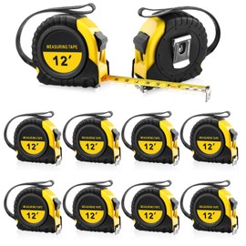 20 Pieces Tape Measure 12 ft Retractable Measuring Tape Bulk with Fractions Marked Easy Read Yellow Measuring Tape Bulk Set for Engineer Contractors, Autowind and Lock