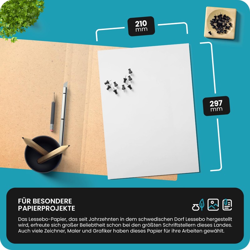 Netuno Lessebo 20 Sheets White Craft Card Elegant DIN A4