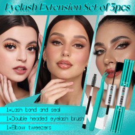 GEMERRY Waterproof Lash Bond and Seal with Tweezers Bond and Seal Eyelash Glue Lash Glue Kit Bond and Seal Eyelash Glue Lash Tweezers Lash Brush DIY Lash Extensions at Home
