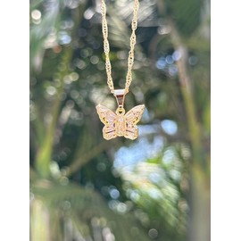 Virgen Mary Butterfly Necklace - Color: Mutli-Color