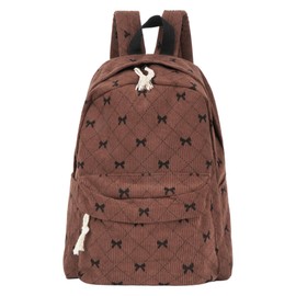 Hyuyikuwol Corduroy Backpack Mini Travel Rucksack Casual Daypack Capacity Book Bag Laptop Bag for Women Men, Brown