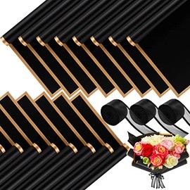 Mimorou 60 Hojas de Papel de Envoltura de Flores, Papel Impermeable de Ramo Floral Ramo de Floristería Coreana con Borde Dorado para Embalaje Manualidades Regalo Boda Día de San Valentín