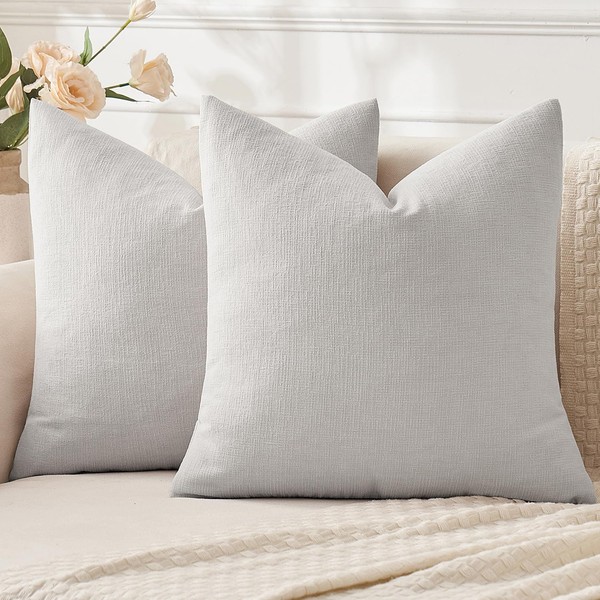 MIULEE Light Grey Couch Pillow Covers 18x18 Inch, Set of