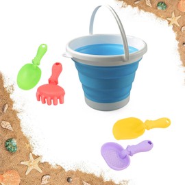 BAOSROY Sandspielzeug Set,Faltbares Strand Eimer Set,Reise Sandspielzeug mit Faltbarer Eimer Kinder,Strandeimer Faltbar,Silikon Faltbarer Eimer,Silikon Strand Faltbare Eimer Spielzeug,mit Schaufeln