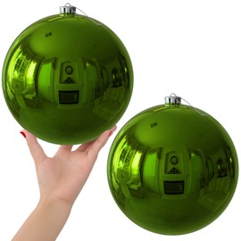 Lime Green 8.0" Extra Large Christmas Ornaments - Christmas Tree Decoration Balls Shatterproof Hanging Shiny Balls for Birthday Holiday Wedding Decorations Set of 2pcs