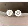 Silver Stud Earrings Shiva Eye Shell - 925 Sterling -