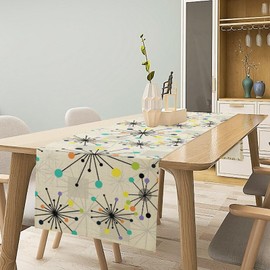 Mid Century Geometric Table Runner,Table Runners for Kitchen Dining Modern Tables Decor Decoration for Kitchen Family Dinner Table Holiday Party Farmhouse 13 x 60 Inch