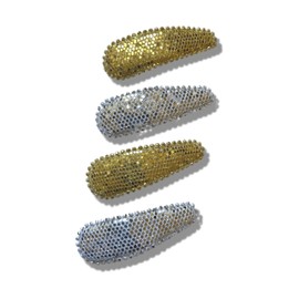 Mia Beauty Metallic Snip Snaps Barrettes Hair Accessories for Women, Teens, Dress Up, Casual, Trendy - Silver + Gold 4pcs