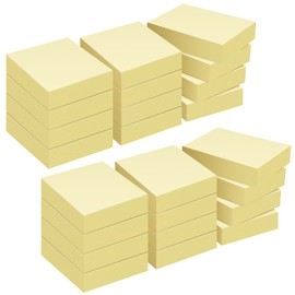 ZCZN 38 x 51 mm Sticky Notes, Canary Yellow Self-Stick Memo Note Pads, 100 Sheets/Pad, Small Size, 24 Pads