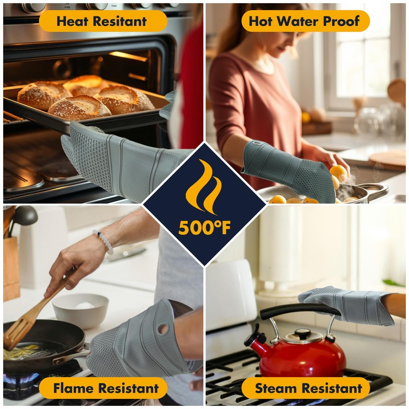 6 Pack Oven Mitts and Pot Holders Sets,Silicone Oven Mitts
