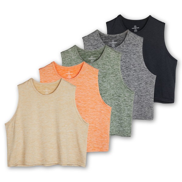 Real Essentials 5 Pack: Women's Dry Fit Crop Summer Tank