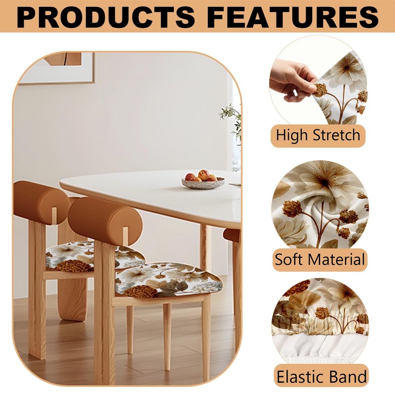 Chair Covers - Elastic Printed Dining Chair Slipcovers, Removable Washable