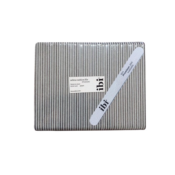 IBI Premium Zebra Cushion File |Grit 100/100 | Washable and Disinfectable (50PCS)
