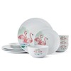 Studio Nova Flamingo Haven Tropical 12 Piece Dinnerware Plate Bowl