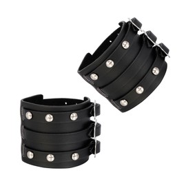 Manfnee PU Leather Cuff Bracelet for Men Women Wide Leather Bracelets Punk Studded Bracelet Goth Jewelry