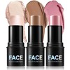 3PCS Colorete En Crema Contour Stick Iluminador En Stick, Bronzer
