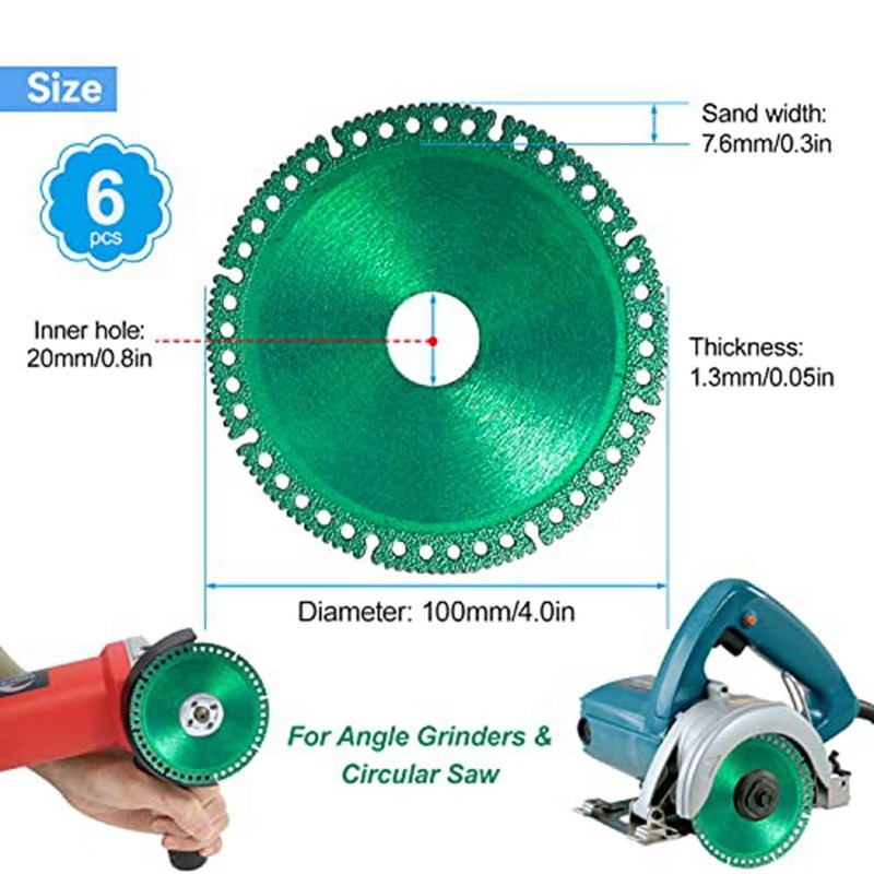 Comphic 6PCS Composite Multifunctional Grinder Blades, Indestructible Disc for Rock