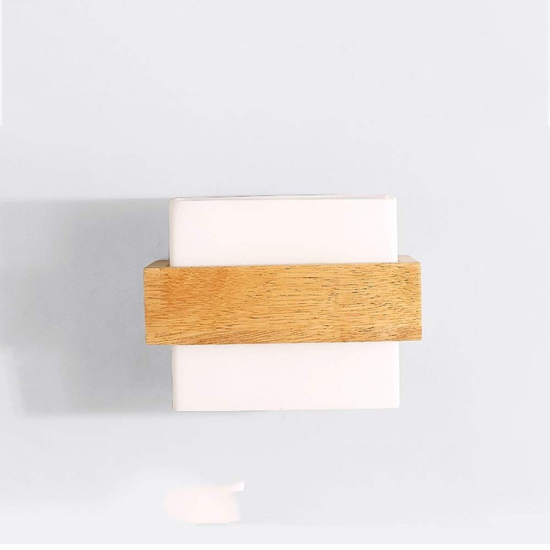 Ganeep Scandinavian Nordic Wood Wall Light Glass Lampshade Corridor Balcony