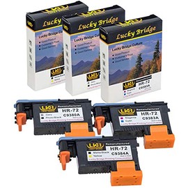 LKB Remanufactured HP72 printheads C9380A C9383A C9384A New Updated Chips Replacement for HP Designjet T610 T620 T770 T790 T1100 T1120 1200 T1300 T2300 (1MK/Y+1C/M+1PK/G)- 1 Set 3PK -US