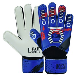 EFAH SPORTS Goalkeeper Gloves for Children, Boys, Girls, Football Gloves with Super Grip Palms (Blue/White, 4)