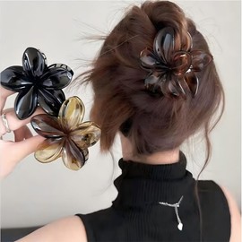 WENJESO Set of 3 Plumeria Artificial Flower Accessories, Spicy Flower Hair Clip, Side Bangs, Beach Travel Retro Decorations-bk