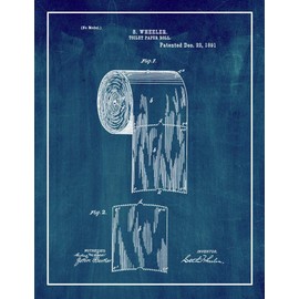 Toilet Paper Roll Patent Print Midnight Blue with Border (8.5" x 11") M11329