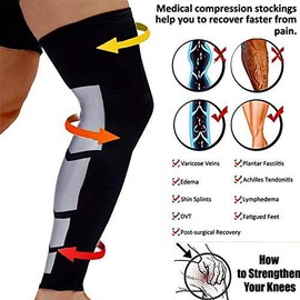 PRO GYM Calf Compression Sleeve 1 Pairs 20-30mmHg Support Circulation Recovery Shin Splints Varicose Veins (BLACK, Large)