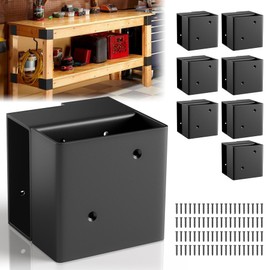 Workbench Bracket Kits - Workbench and Shelving Hardware Kit - Heavy Duty Steel Workbench Corner Bracket - DIY Workbench Kit - 8 Pcs & 80 Screws - Fits 2x4 Wood (Actual 1.5"x3.5")