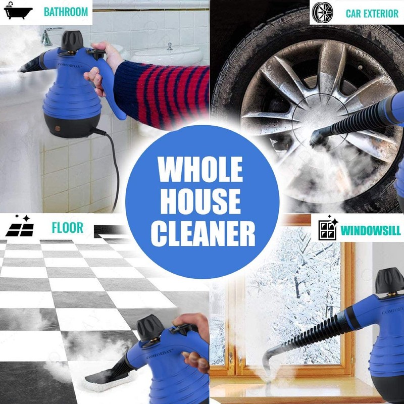 Comforday Handheld Pressurized Steam Cleaner - Multi-Purpose Steamer with 9-Piece