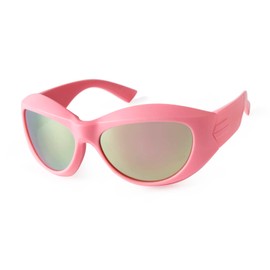 PEGH Wrap Around Sunglasses Y2K Fashion Oversized Oval Sunglasses for Men Women Trendy (Pink Mirror Lens)