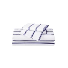 Truly Soft Everyday Twin Microfiber Sheet + Pillowcase Set - Ticking Stripe Collection - White/Navy, (SS3864WNTW-4700)